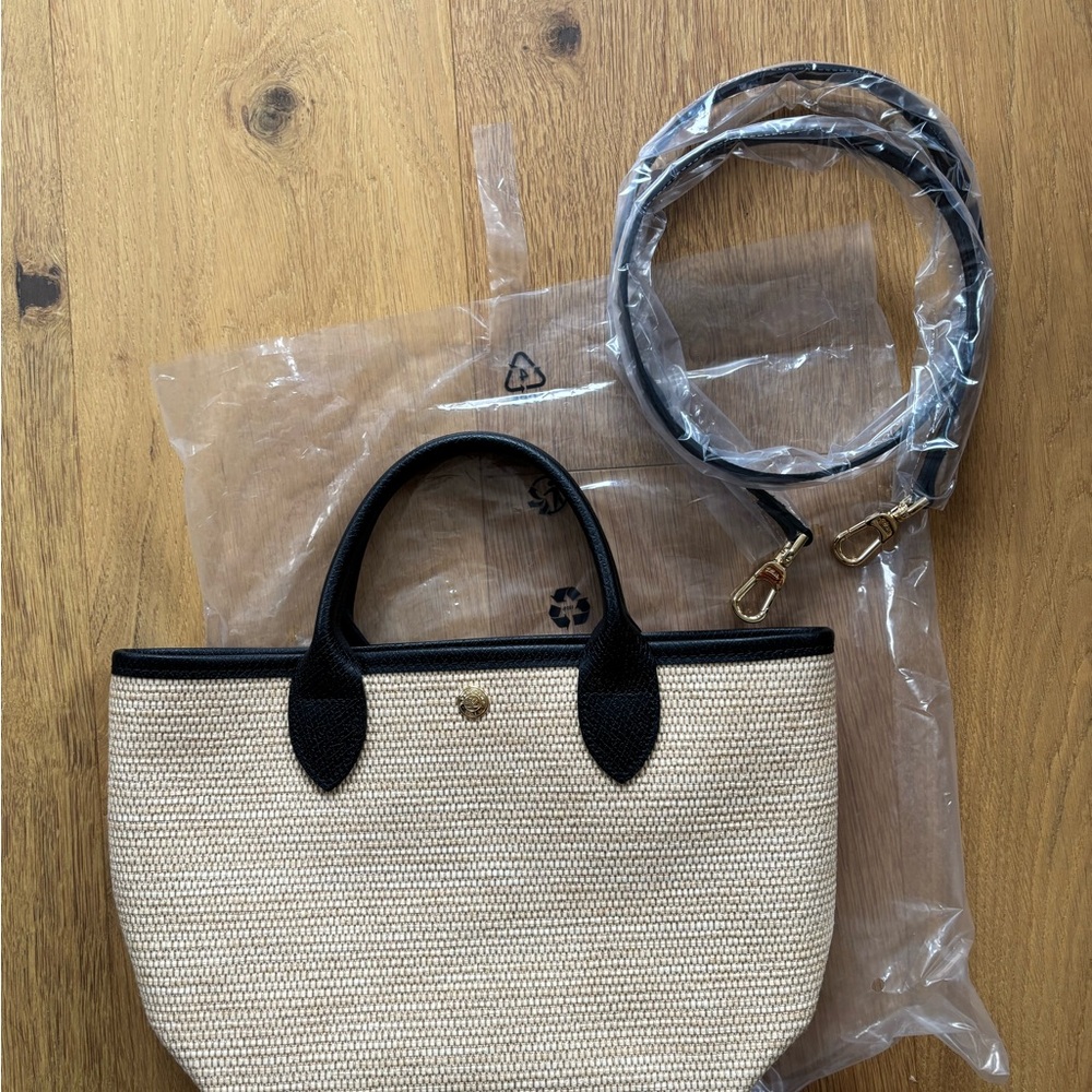 Longchamp le panier pliage raffia tote bag - Picture 2 of 4